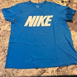 Nike, blue T-shirt, and a size large